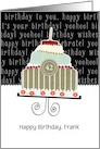 Happy birthday, Frank, customizable birthday card, cake, card