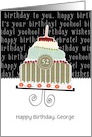 Happy birthday, George, customizable birthday card, cake, card