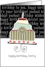 Happy birthday, Henry, customizable birthday card, cake, card