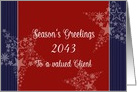 To a valued client, Season’s Greetings, Customize Year, Patriotic card