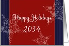 Happy Holidays, Year Customizable, Christmas card, red,white & blue card