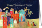 happy anniversary on Christmas, three wise men, oriental town card