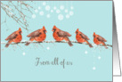 from all of us, business Christmas card, cardinals card