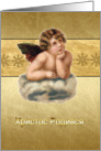 Merry Christmas in Ukranian, vintage angel, gold effect card