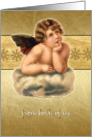 Merry Christmas from both of us, vintage cherub, gold effect card