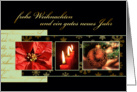 Merry Christmas in German, poinsettia, ornament, candles card
