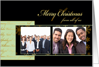 Merry Christmas from all of us, photo card, 2 photos, gold effect, card