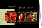 Merry Christmas to my great aunt, ornament, gold effect, poinsettia card