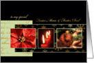 Merry Christmas to my foster parents, ornament, gold effect, card