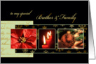 Merry Christmas to my brother & family, poinsettia, gold effect card