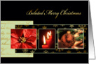 Belated Merry Christmas, ornament, poinsettia, gold effect card