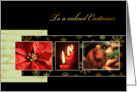 Merry Christmas to valued customer, business card, gold effect card