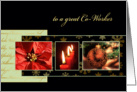 Merry Christmas to great co-worker, business card, gold effect card