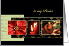 to my Pastor, Christmas card, gold effect, poinsettia, luke 2 card
