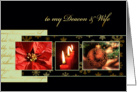 to my deacon & wife, Christmas card, gold effect, poinsettia, luke 2 card