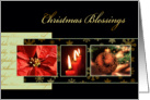 Christmas blessings, Christian card, gold effect, poinsettia, luke 2 card