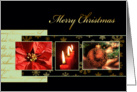 Merry Christmas, business Christmas card, gold effect, poinsettia, card
