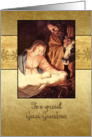 Merry Christmas to my great grandma, nativity, gold effect card