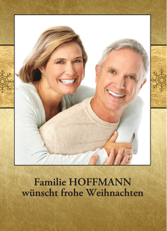 German Christmas photo card, customizable, gold effect