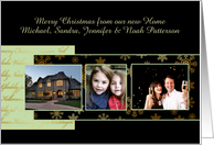 Merry Christmas from our new home,customizable photo card, gold effect card