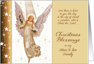 Merry Christmas to my Niece & family, vintage Angel, Blessings, bible card