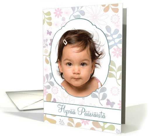 Hyv Psiist, Happy Easter in finnish, photo card, flowers card