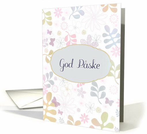 Happy Easter in Danish, God pske, teal & pink florals card (1018767)
