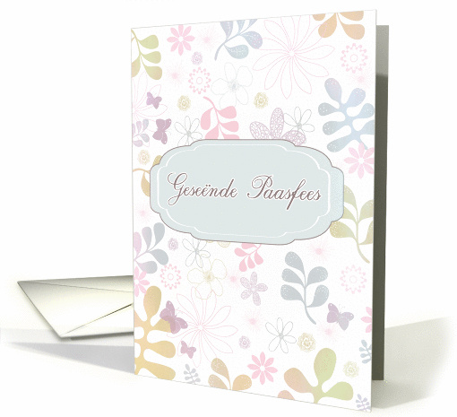 Happy Easter in Afrikaans, Gesende Paasfees, teal & pink florals card