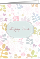 Happy Easter, teal & pink florals, contemporary card
