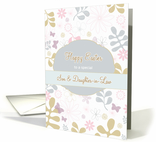 Happy Easter to my son & daughter in law, contemporary florals card