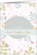 Happy Easter to my son & daughter in law, contemporary florals card