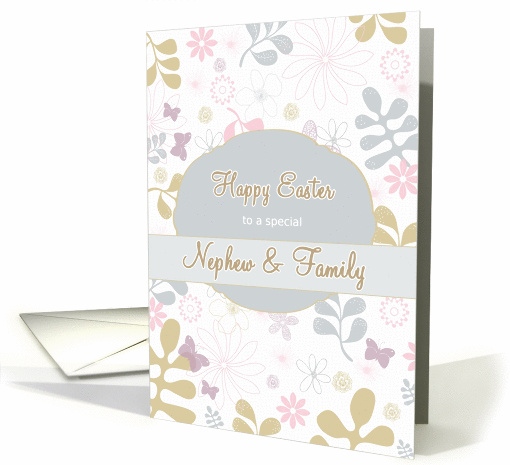 Happy Easter to my nephew & family, florals, teal, purple card