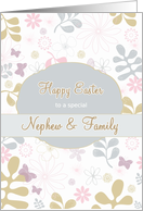Happy Easter to my nephew & family, florals, teal, purple card