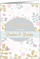 Happy Easter to my grandparents, florals, teal, purple card