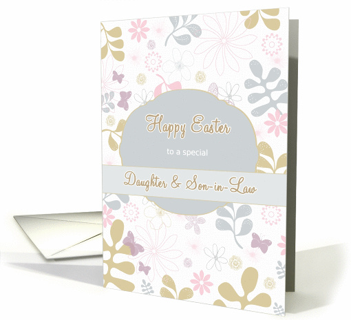 Happy Easter to my daughter & son in law, florals, teal, purple card