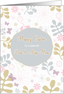 Happy Easter to my dad & step mom, florals, teal, purple card