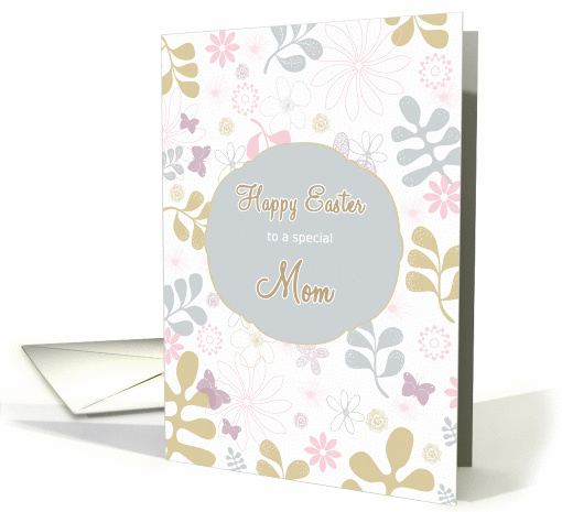 Happy Easter to my mom, florals, teal, purple card (1020127)