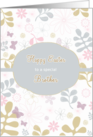 Happy Easter to my brother, florals, teal, purple card