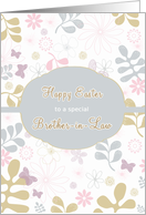 Happy Easter to my brother in law, florals, teal, purple card