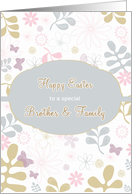 Happy Easter to my brother & family, florals, teal, purple card