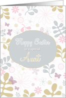 Happy Easter to my aunt, florals, teal, purple card