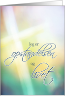 Jeg er opstandelsen, Danish religious Happy Easter card, cross card
