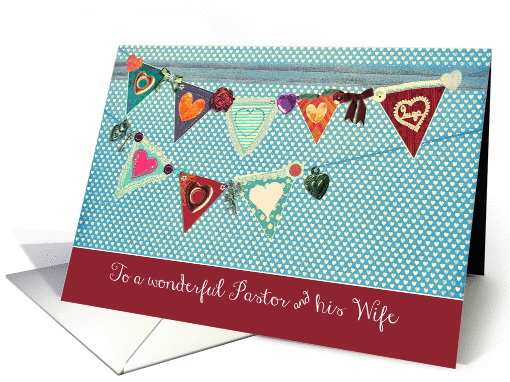 to my pastor & wife, happy valentine's day, bunting and hearts card