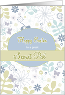 Happy Easter to my secret pal, florals, blue & teal flowers card