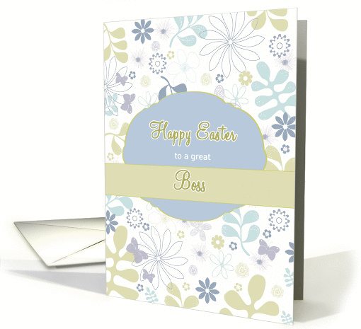 Happy Easter to my boss, florals, blue & teal flowers card (1036585)
