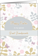 Happy Easter to my great grandparents, florals, blue & teal flowers card
