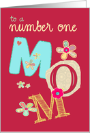 to a number one mom, happy mother’s day, letters and flowers, red card