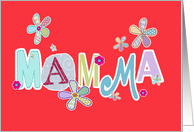 mamma, Italian happy mother’s day, letters and flowers, red card