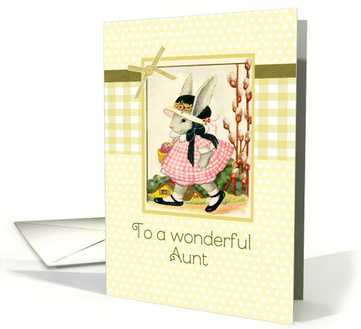 happy Easter to my wonderful aunt, vintage bunny, ribbon effect card