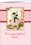 happy Easter to my wonderful aunt, vintage bunny, ribbon effect card